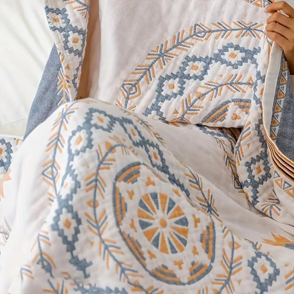 Wendbare Baumwollstruktur in weicher Premiumqualität mit Mandala Muster Boho Überwurfdecke für Sofa und Bett