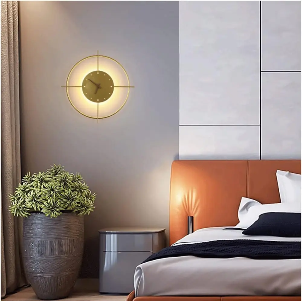 Modern Wall Clock  Minimalist Gold Circle Design - Detailed view