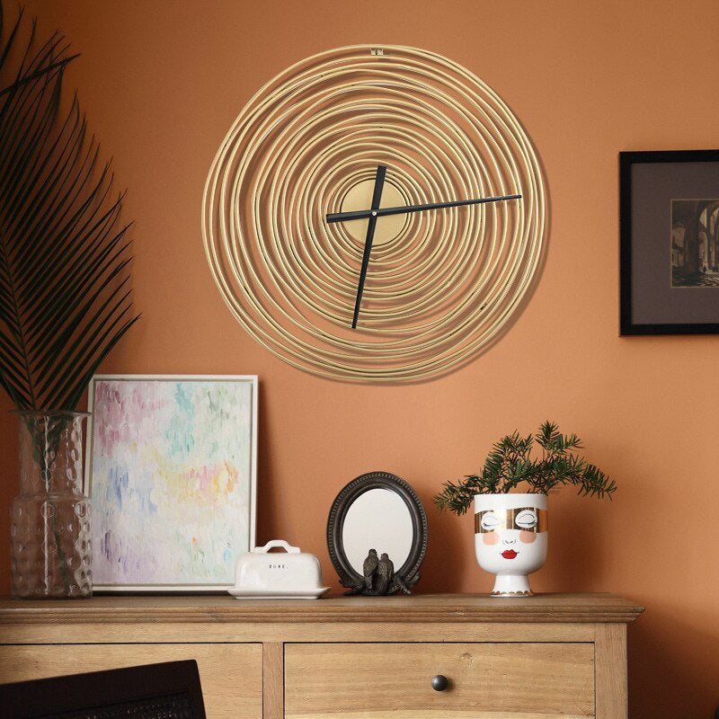 Modern Wall Clock  Spiral Gold Metal Design - Product example