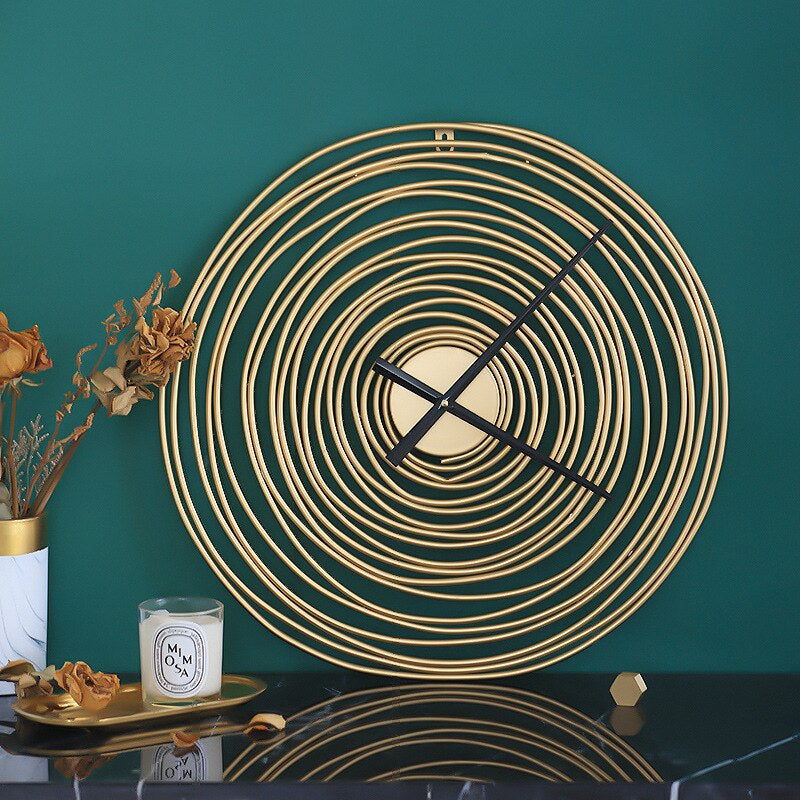Modern Wall Clock  Spiral Gold Metal Design - Product detail 4