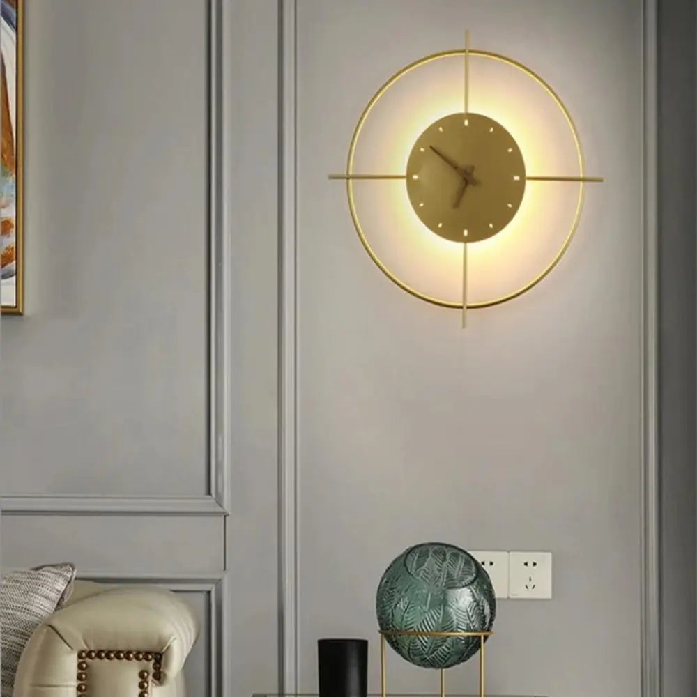 Modern Wall Clock  Minimalist Gold Circle Design - Product example