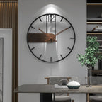 Modern Wall Clock  Steel Frame With Walnut Accent - Product showcase