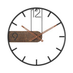 Modern Wall Clock  Steel Frame With Walnut Accent - Product detail 5