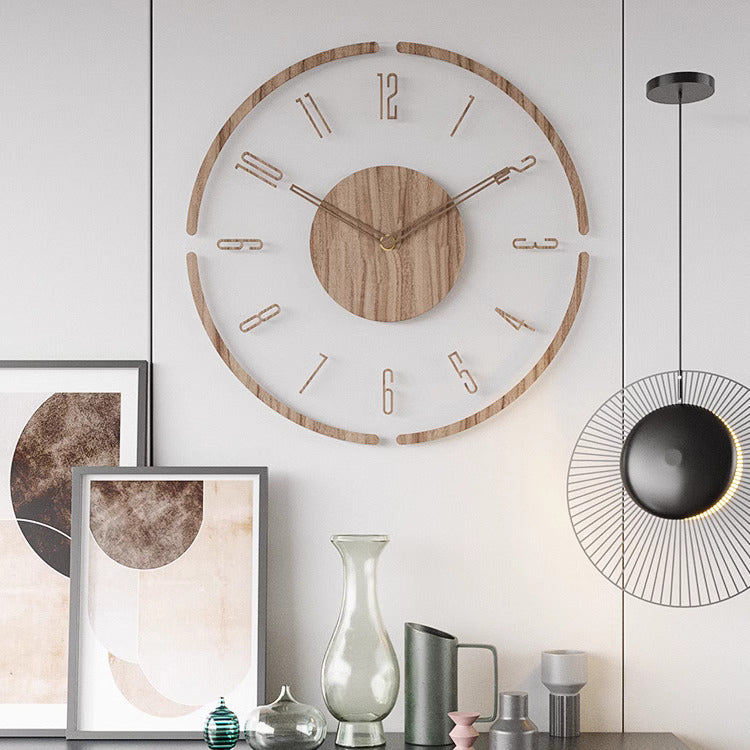 Nordic Wall Clock  Natural Wood Minimalist Design - Product example