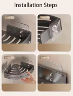 Doucherek zonder boren – Wandplank badkamer zwart aluminium, sterk & roestvrij