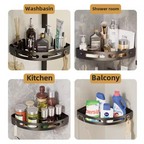 Doucherek zonder boren – Wandplank badkamer zwart aluminium, sterk & roestvrij