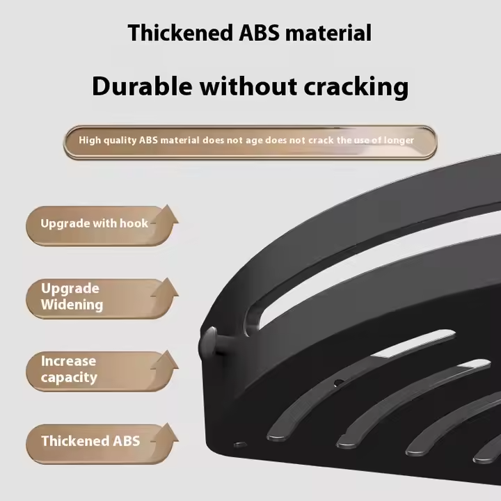 Doucherek zonder boren – Wandplank badkamer zwart aluminium, sterk & roestvrij