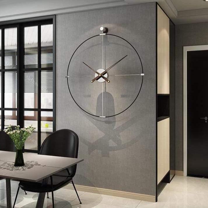Modern Wall Clock  Large Minimalist Design with Bronze Hands - Product showcase