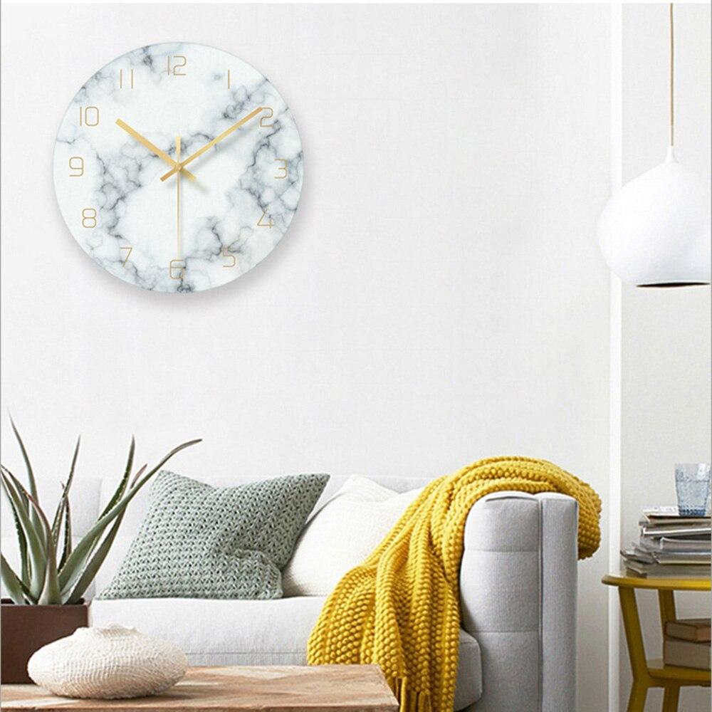 Marble Wall Clock  Gold Numbers Nordic Design - Product showcase