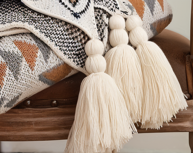 Boho-inspiriertes geometrisches Design mit weicher Struktur für stilvolle Wohnbereiche