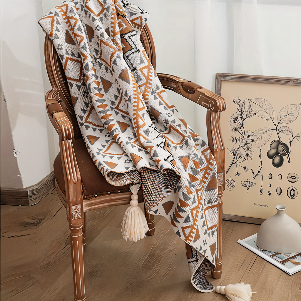 Boho-inspiriertes geometrisches Design mit weicher Struktur für stilvolle Wohnbereiche