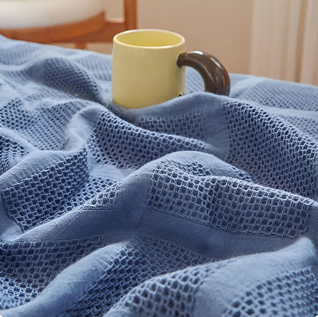Luftige Baumwoll-Waffelstruktur für eine natürliche und harmonische Wohnatmosphäre