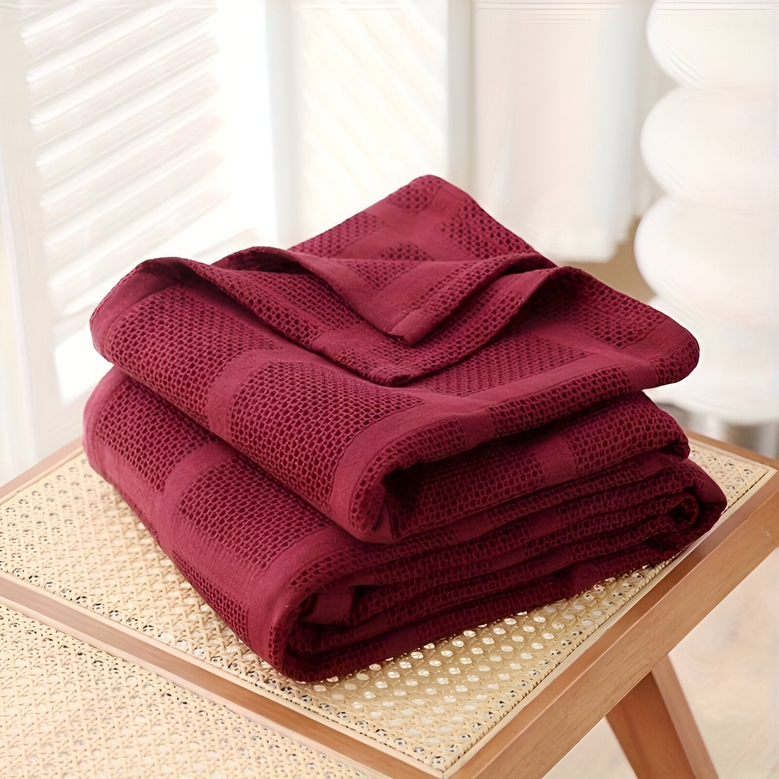 Luftige Baumwoll-Waffelstruktur für eine natürliche und harmonische Wohnatmosphäre