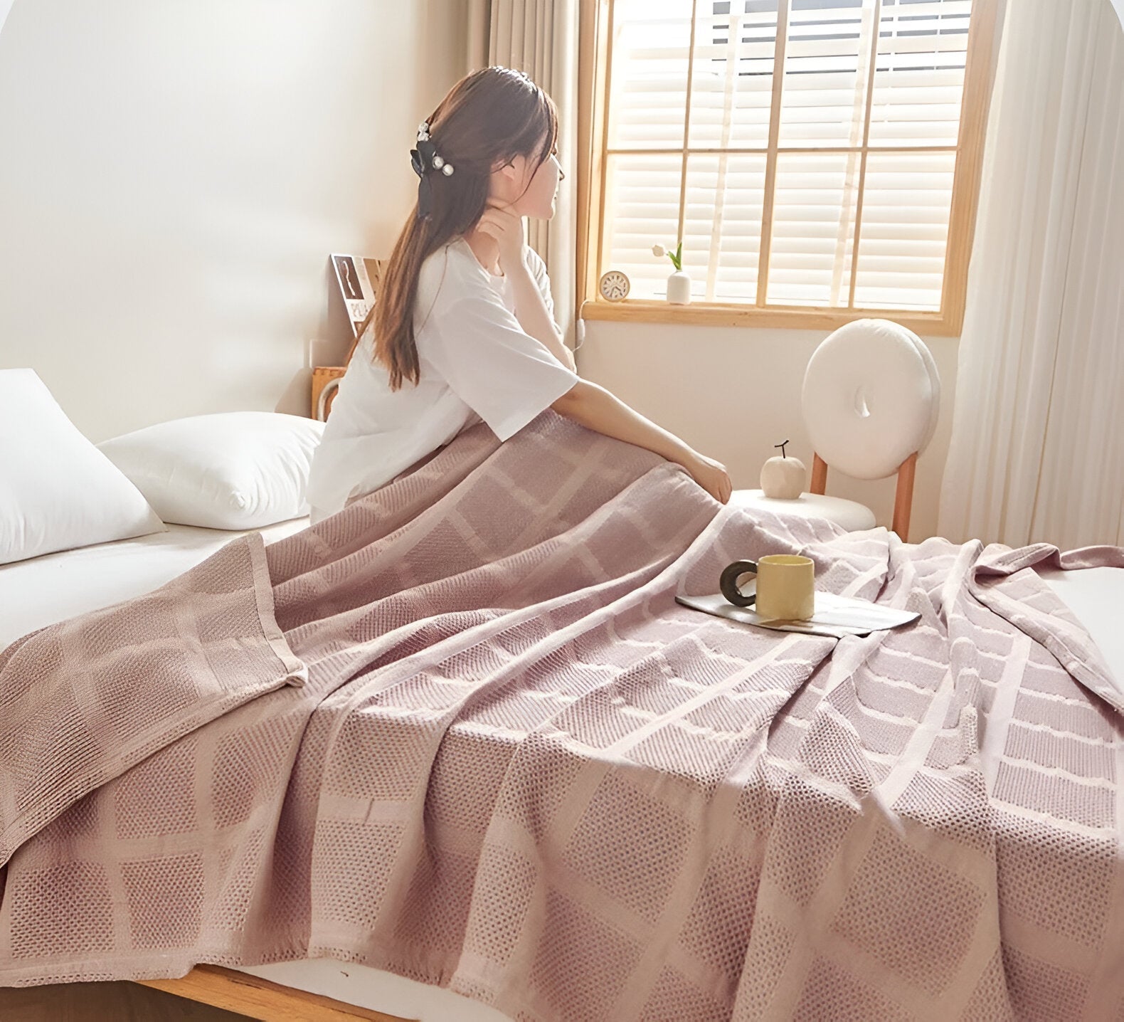 Luftige Baumwoll-Waffelstruktur für eine natürliche und harmonische Wohnatmosphäre