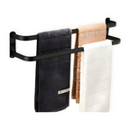 LuxeRack – Wandgemonteerde Handdoekhouder van Aluminium met 2 of 3 Stangen – Zwart, Modern, Ruimtebesparend en Zonder Boren