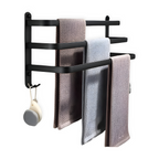 LuxeRack – Wandgemonteerde Handdoekhouder van Aluminium met 2 of 3 Stangen – Zwart, Modern, Ruimtebesparend en Zonder Boren