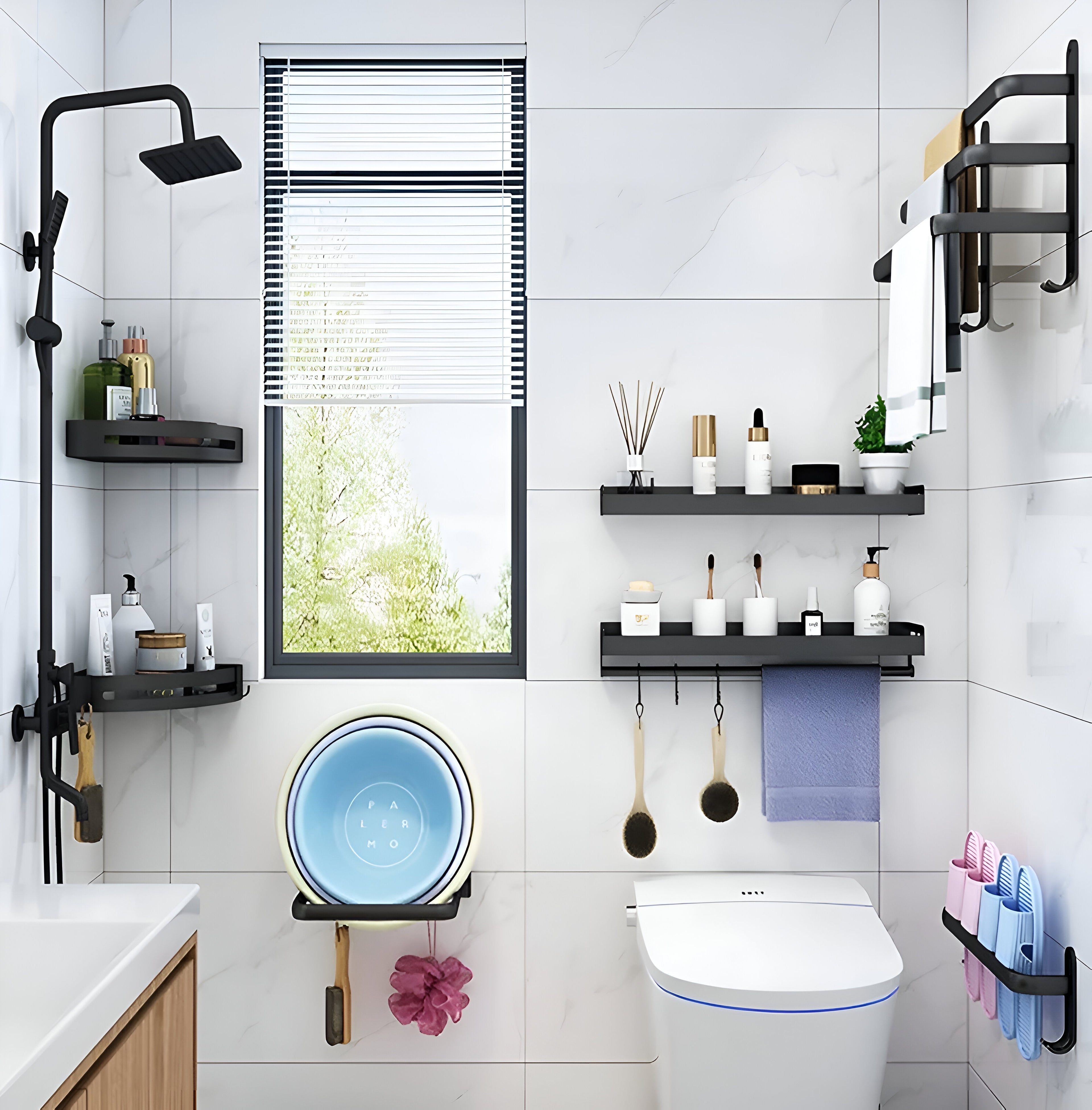 LuxeRack – Wandgemonteerde Handdoekhouder van Aluminium met 2 of 3 Stangen – Zwart, Modern, Ruimtebesparend en Zonder Boren