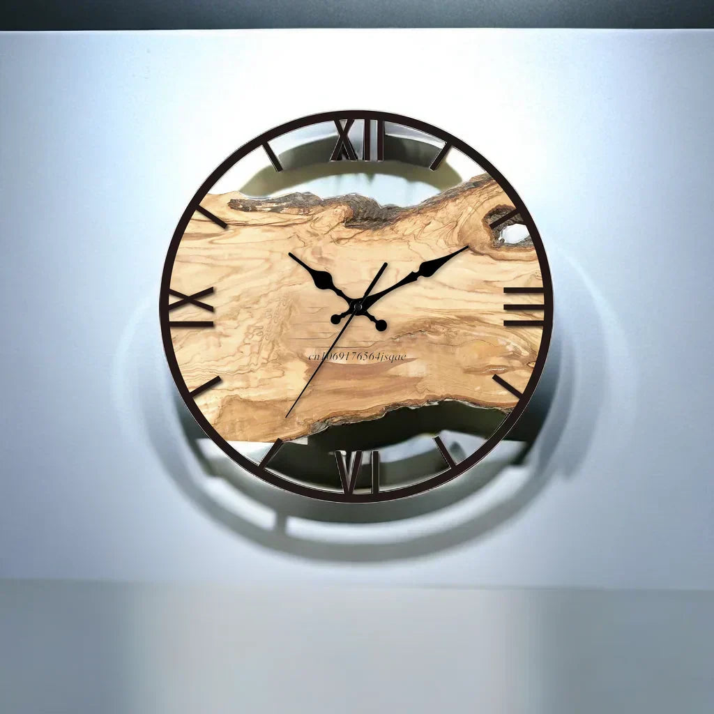 Rustic Wall Clock  Natural Wood Slice Design - Product example