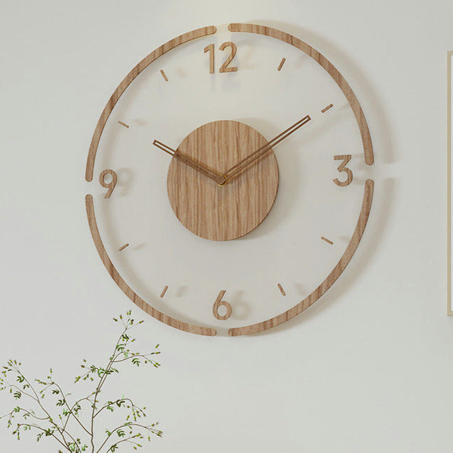 Nordic Wall Clock  Natural Wood Minimalist Design - Product showcase