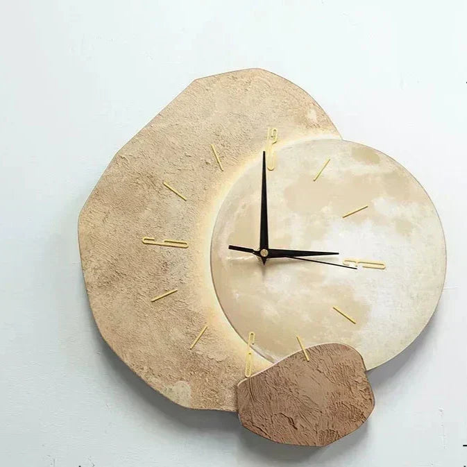 Modern Wall Clock  Textured Wood Lunar Design - Product detail 6