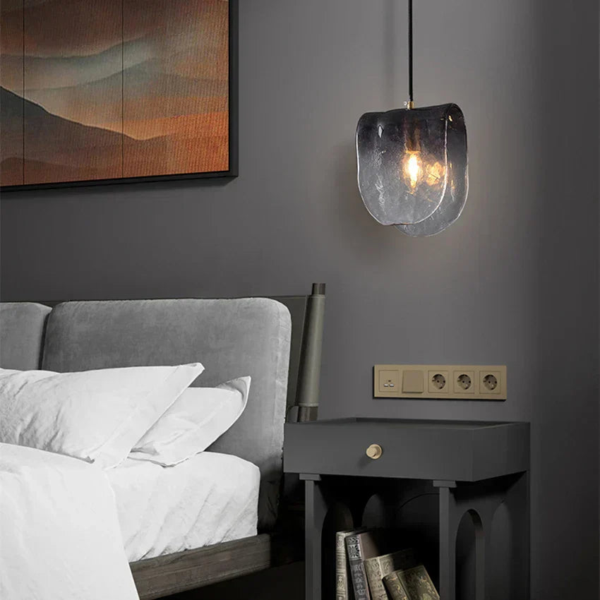 Moderne Gefaltete Mattglas Pendelleuchte In Sanfter Grau Mit Weichem Licht Für Schlafzimmer Küche Café