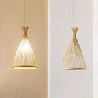 Naturbelassene Bambus Pendelleuchte Teepee Stil Mit Rattan Geflecht Und Warmer Ausstrahlung Für Wohnzimmer Und Mehr