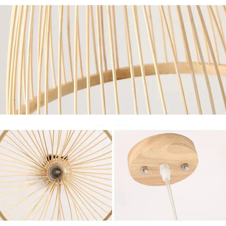 Naturbelassene Bambus Pendelleuchte Teepee Stil Mit Rattan Geflecht Und Warmer Ausstrahlung Für Wohnzimmer Und Mehr