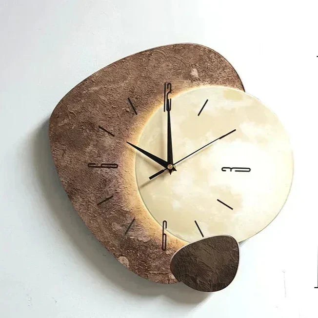 Modern Wall Clock  Textured Wood Lunar Design - Product detail 5