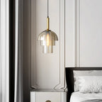 Luxuriöse Pendelleuchte Mit Drei Champagnerfarbenen Glasschirmen Im Art Deco Stil Für Wohnzimmer Und Esszimmer