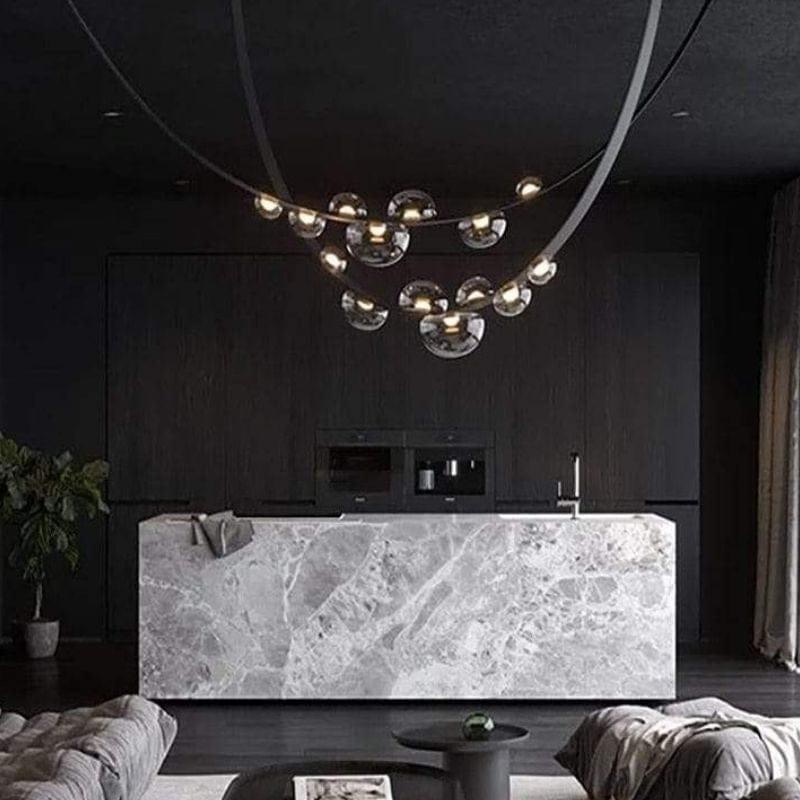 Moderne Leder LED Pendelleuchte Mit Dimmbarem Licht Und Glas Für Stilvolle Raumgestaltung Und Hochwertiges Ambiente