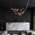 Moderne Leder LED Pendelleuchte Mit Dimmbarem Licht Und Glas Für Stilvolle Raumgestaltung Und Hochwertiges Ambiente