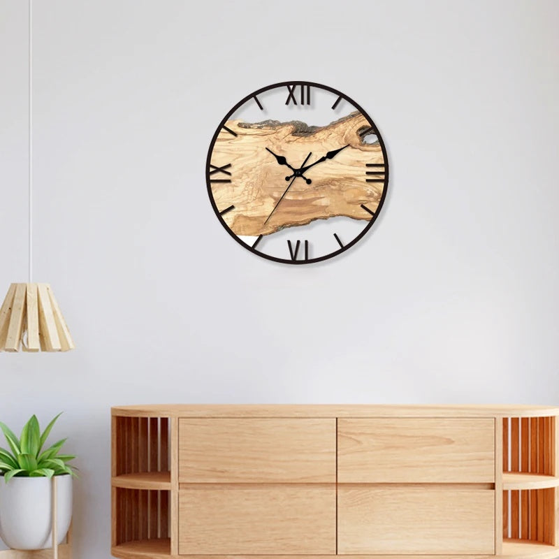 Rustic Wall Clock  Natural Wood Slice Design - Product showcase