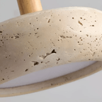 Japanse Plafondlamp – Natuursteen & Houten Designlamp met Warme, Rustige Sfeer