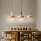 Japanse Plafondlamp – Natuursteen & Houten Designlamp met Warme, Rustige Sfeer