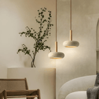 Japanse Plafondlamp – Natuursteen & Houten Designlamp met Warme, Rustige Sfeer