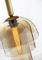 Luxuriöse Pendelleuchte Mit Drei Champagnerfarbenen Glasschirmen Im Art Deco Stil Für Wohnzimmer Und Esszimmer