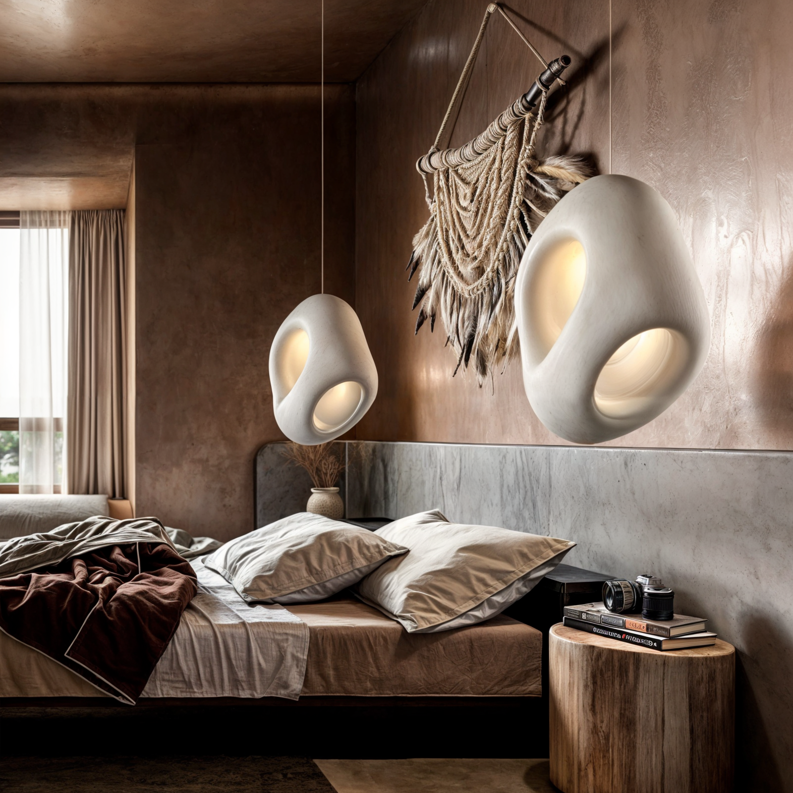 Aurine Minimalistische Hars Plafondlamp – Moderne Dimbare LED Designlamp met Zachte Warme Verlichting voor Rustige Interieurs