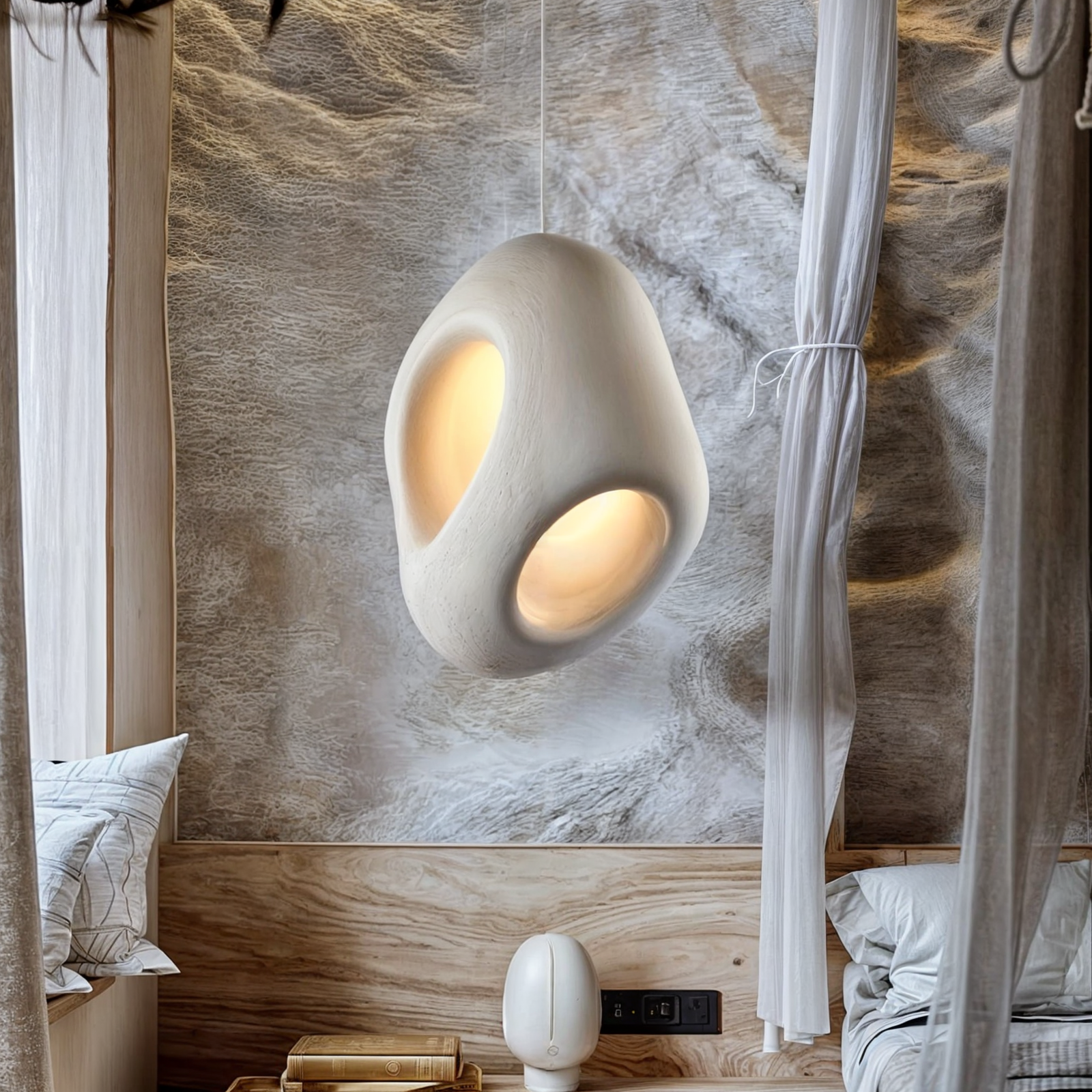 Aurine Minimalistische Hars Plafondlamp – Moderne Dimbare LED Designlamp met Zachte Warme Verlichting voor Rustige Interieurs