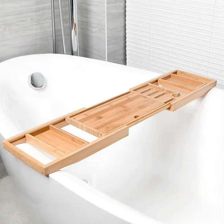 ZenBath – Luxe Bamboe Badplank met Verstelbaar Design voor Ultieme Ontspanning