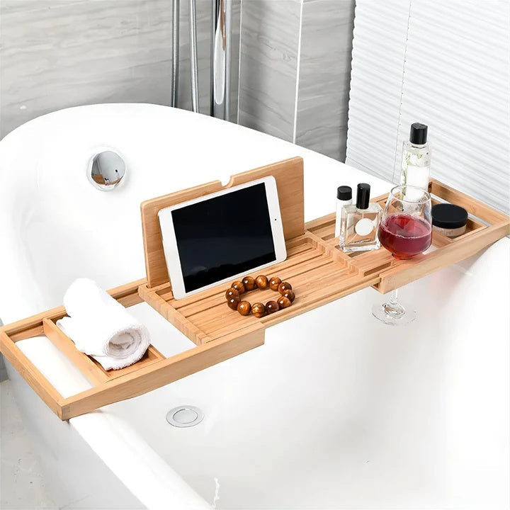 ZenBath – Luxe Bamboe Badplank met Verstelbaar Design voor Ultieme Ontspanning